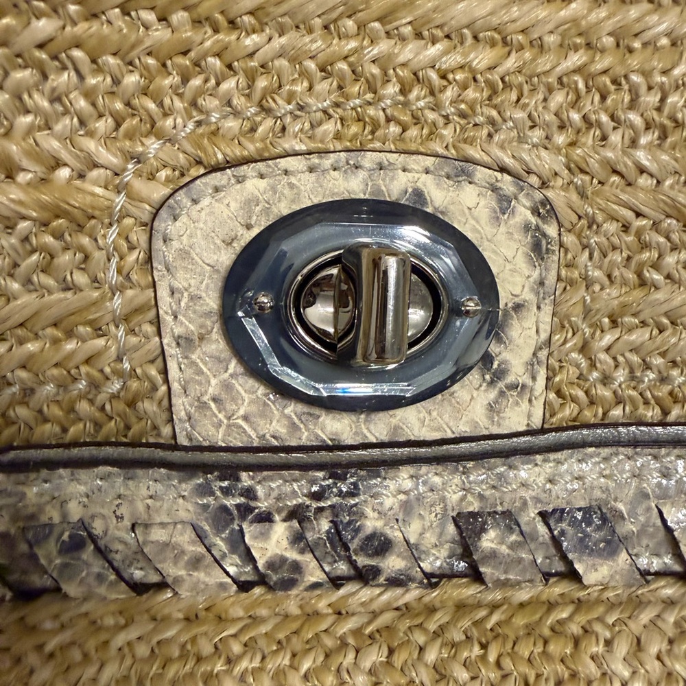Coach Natalie Straw clutch with Python embossed l… - image 3